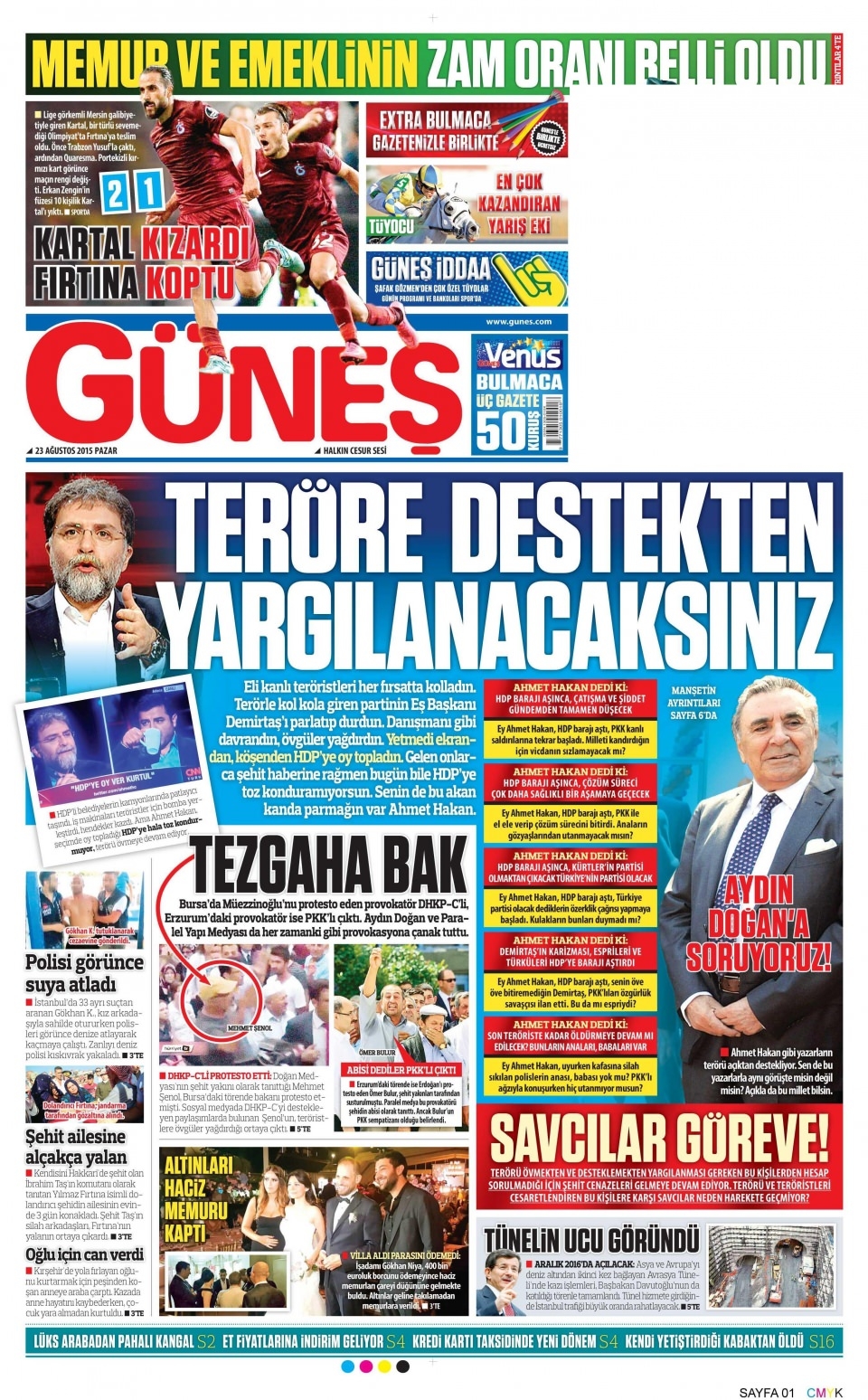 23 Ağustos 2015 gazete manşetleri 7