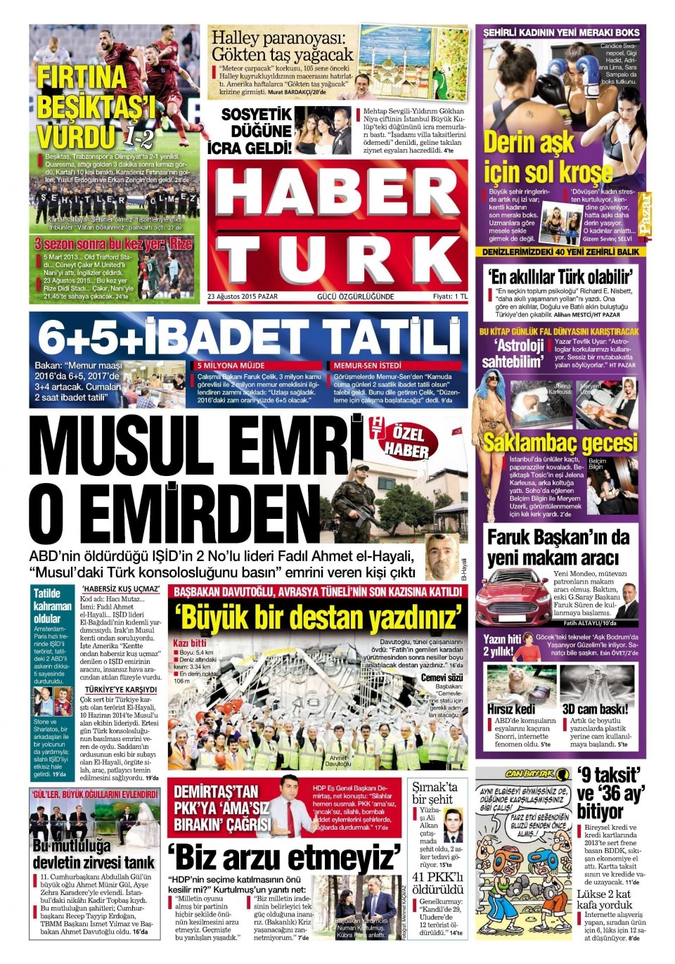 23 Ağustos 2015 gazete manşetleri 8