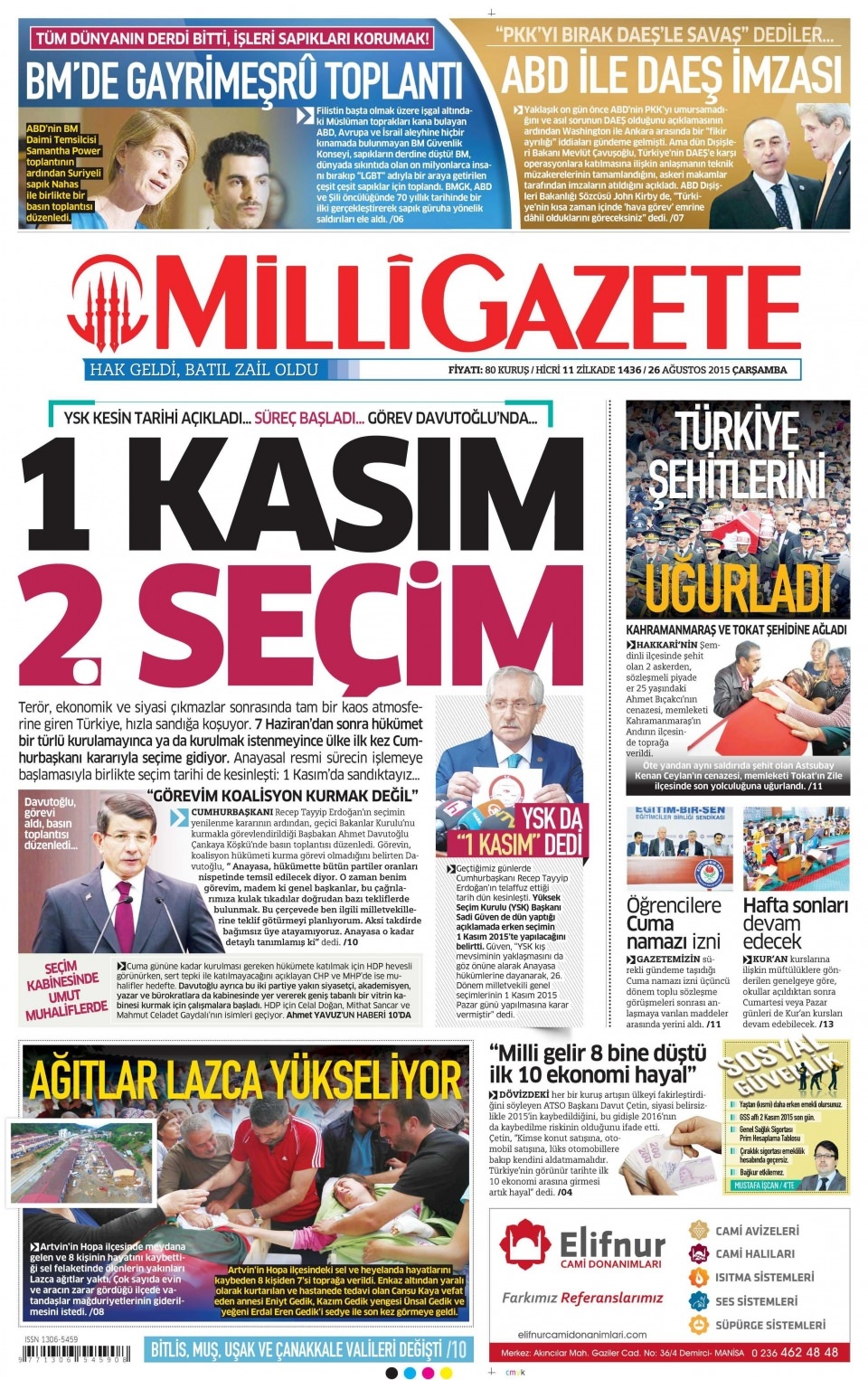 26 Ağustos 2015 gazete manşetleri 10