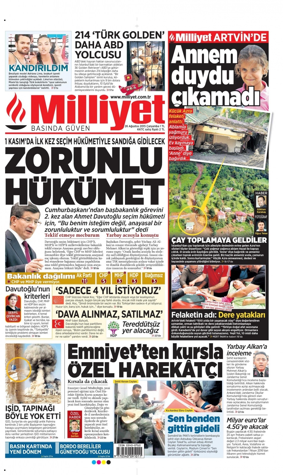 26 Ağustos 2015 gazete manşetleri 11