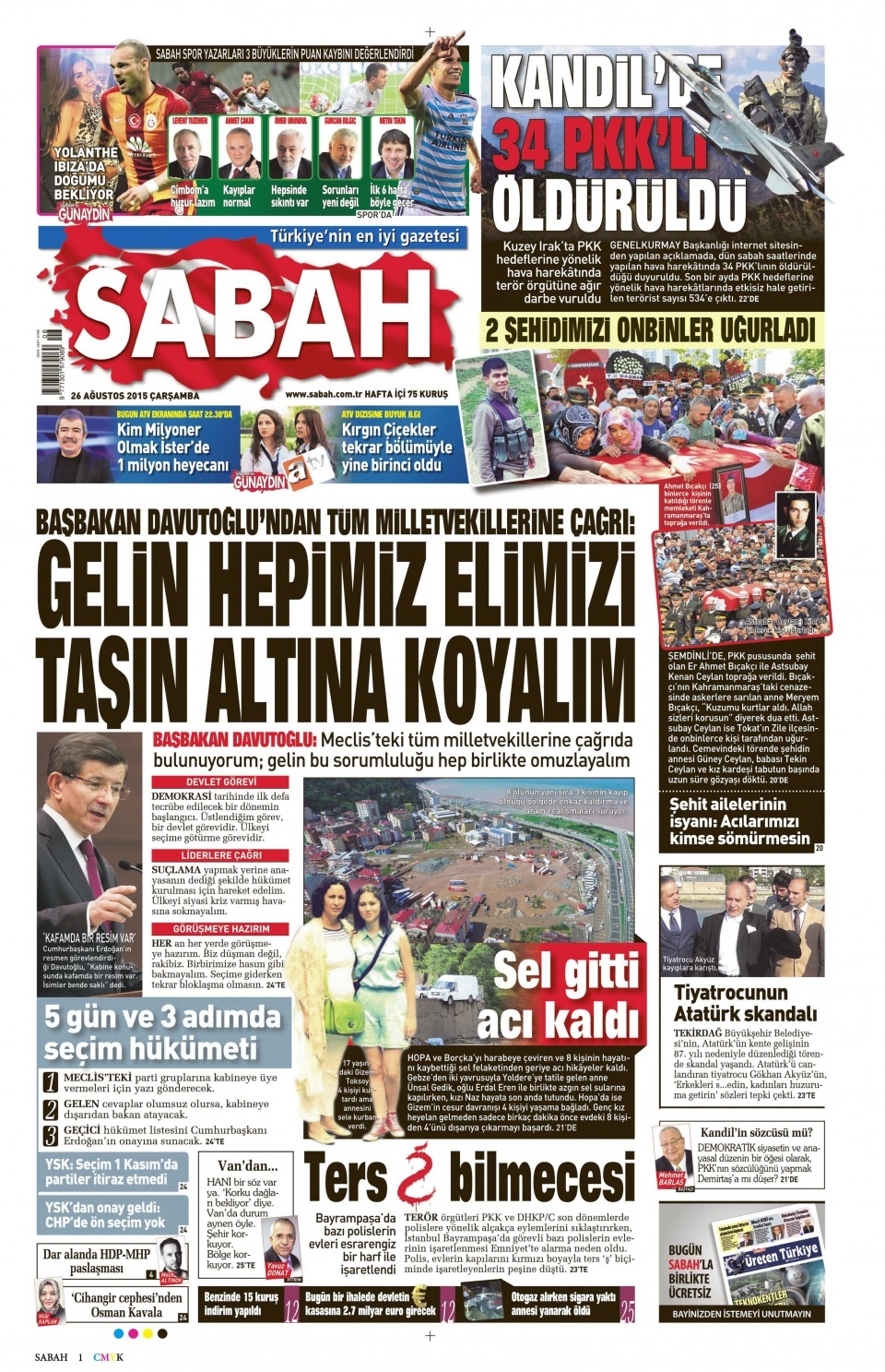 26 Ağustos 2015 gazete manşetleri 13