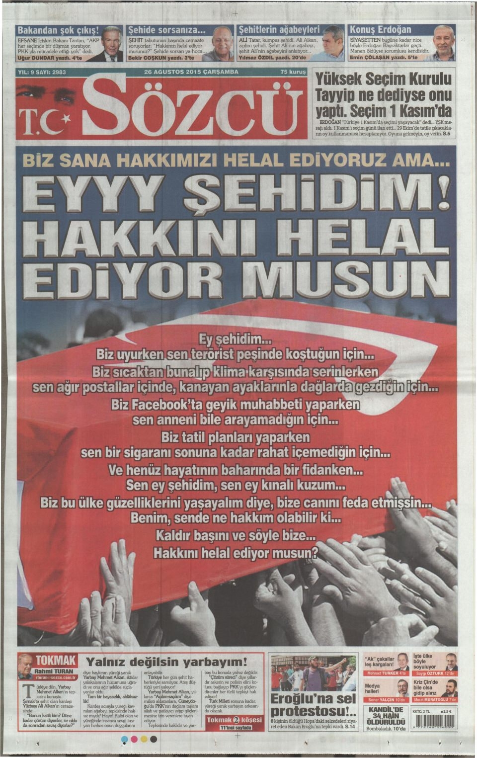 26 Ağustos 2015 gazete manşetleri 14