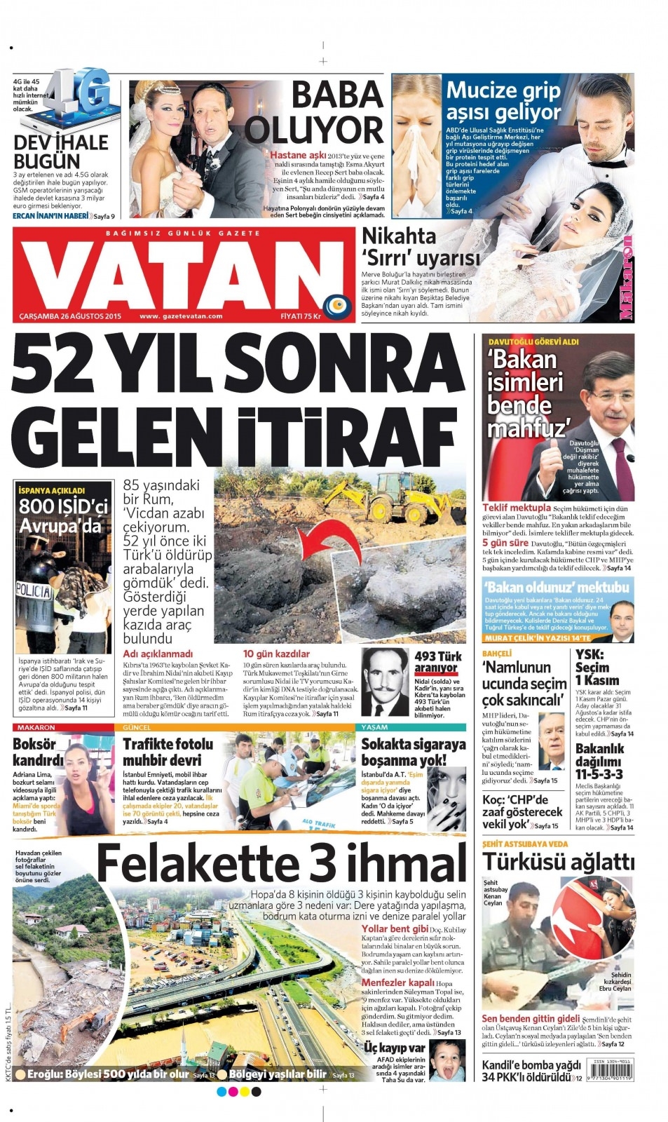 26 Ağustos 2015 gazete manşetleri 20