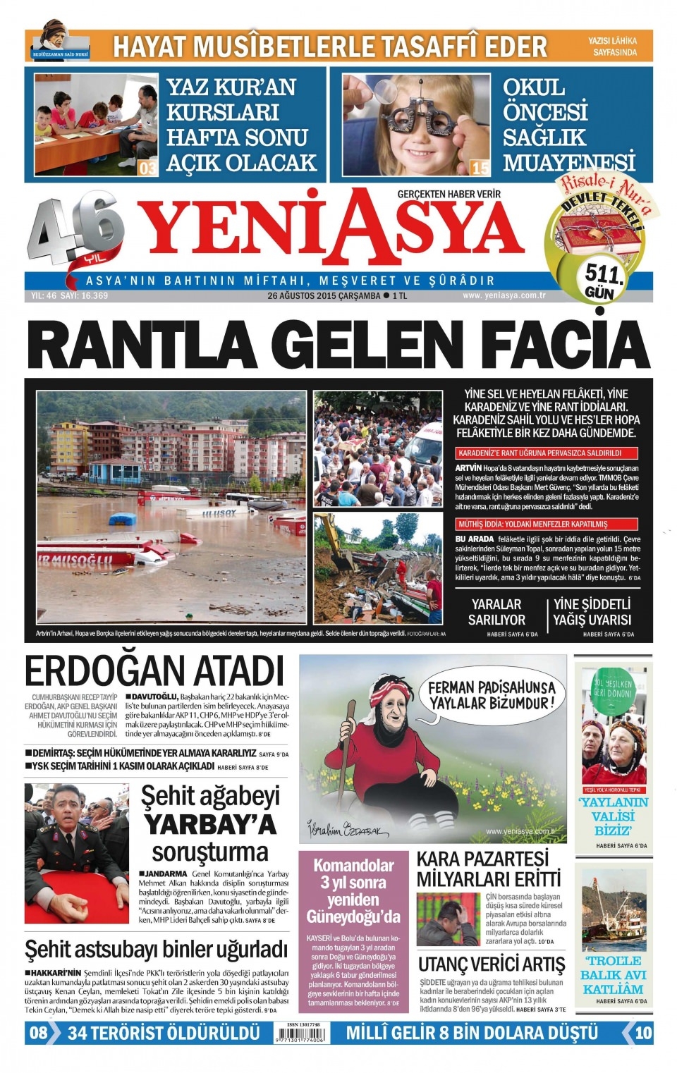 26 Ağustos 2015 gazete manşetleri 22