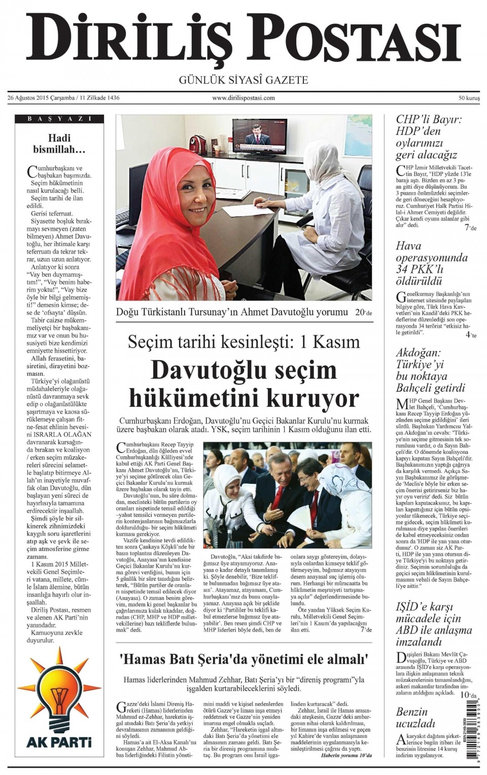 26 Ağustos 2015 gazete manşetleri 4