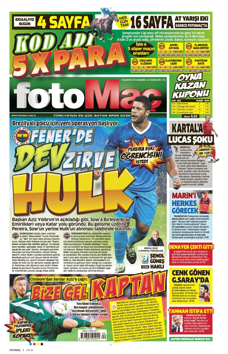 26 Ağustos 2015 gazete manşetleri 6