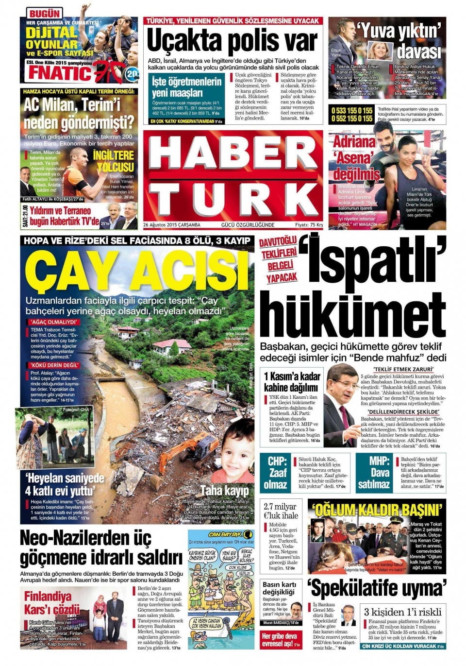 26 Ağustos 2015 gazete manşetleri 8