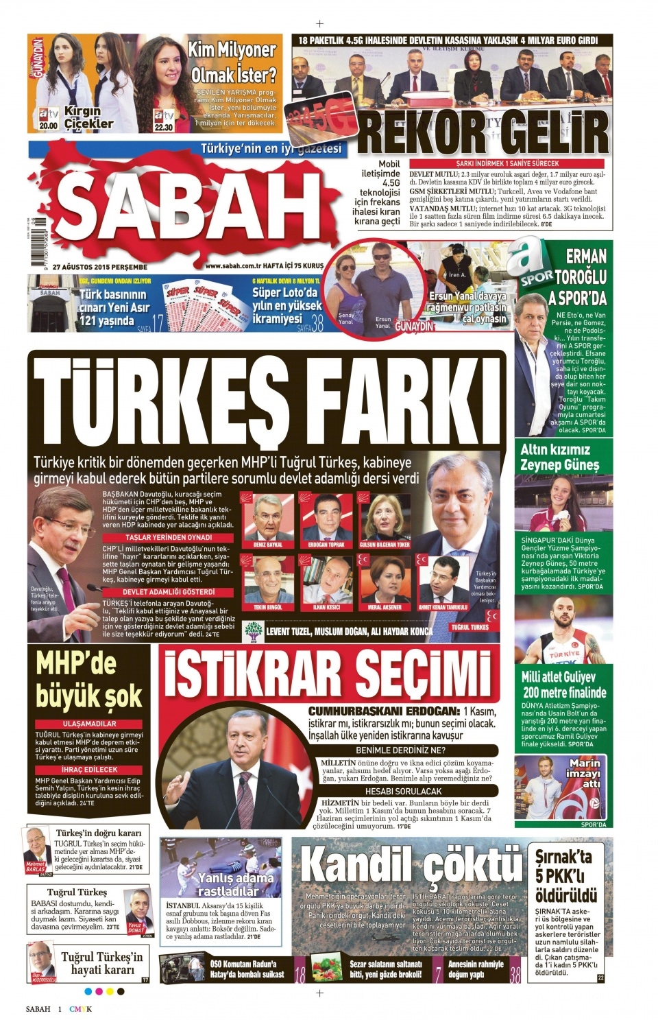 27 Ağustos 2015 gazete manşetleri 13