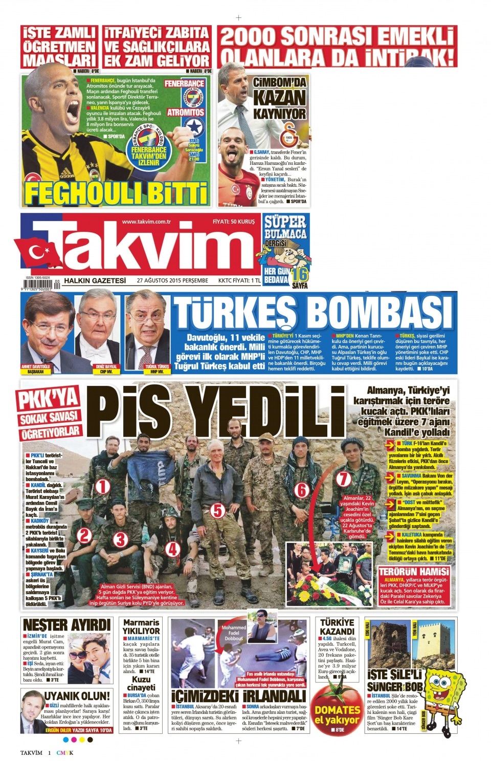 27 Ağustos 2015 gazete manşetleri 16