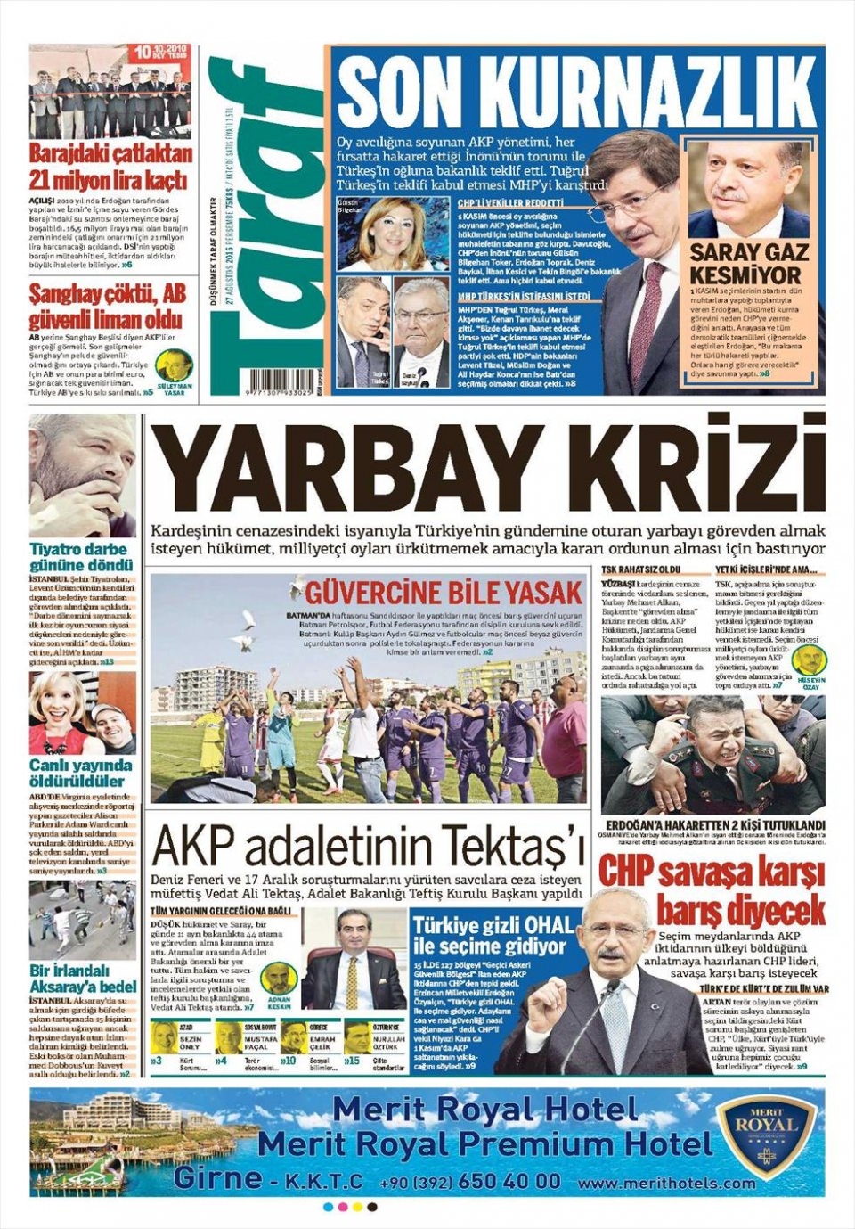 27 Ağustos 2015 gazete manşetleri 17