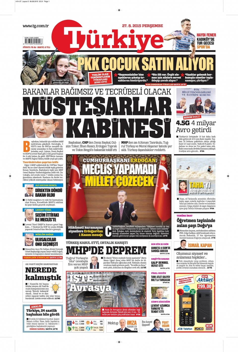 27 Ağustos 2015 gazete manşetleri 18