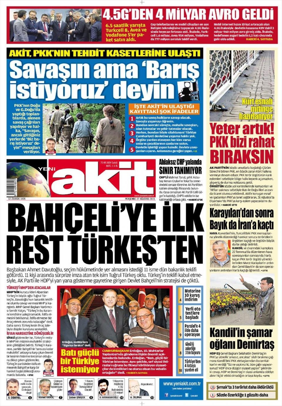 27 Ağustos 2015 gazete manşetleri 21