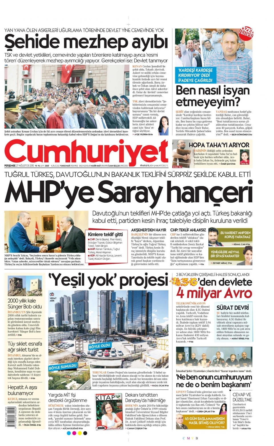 27 Ağustos 2015 gazete manşetleri 3