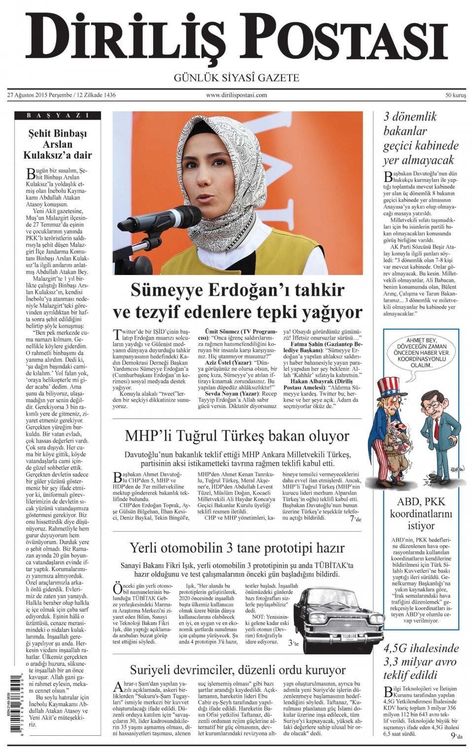 27 Ağustos 2015 gazete manşetleri 4