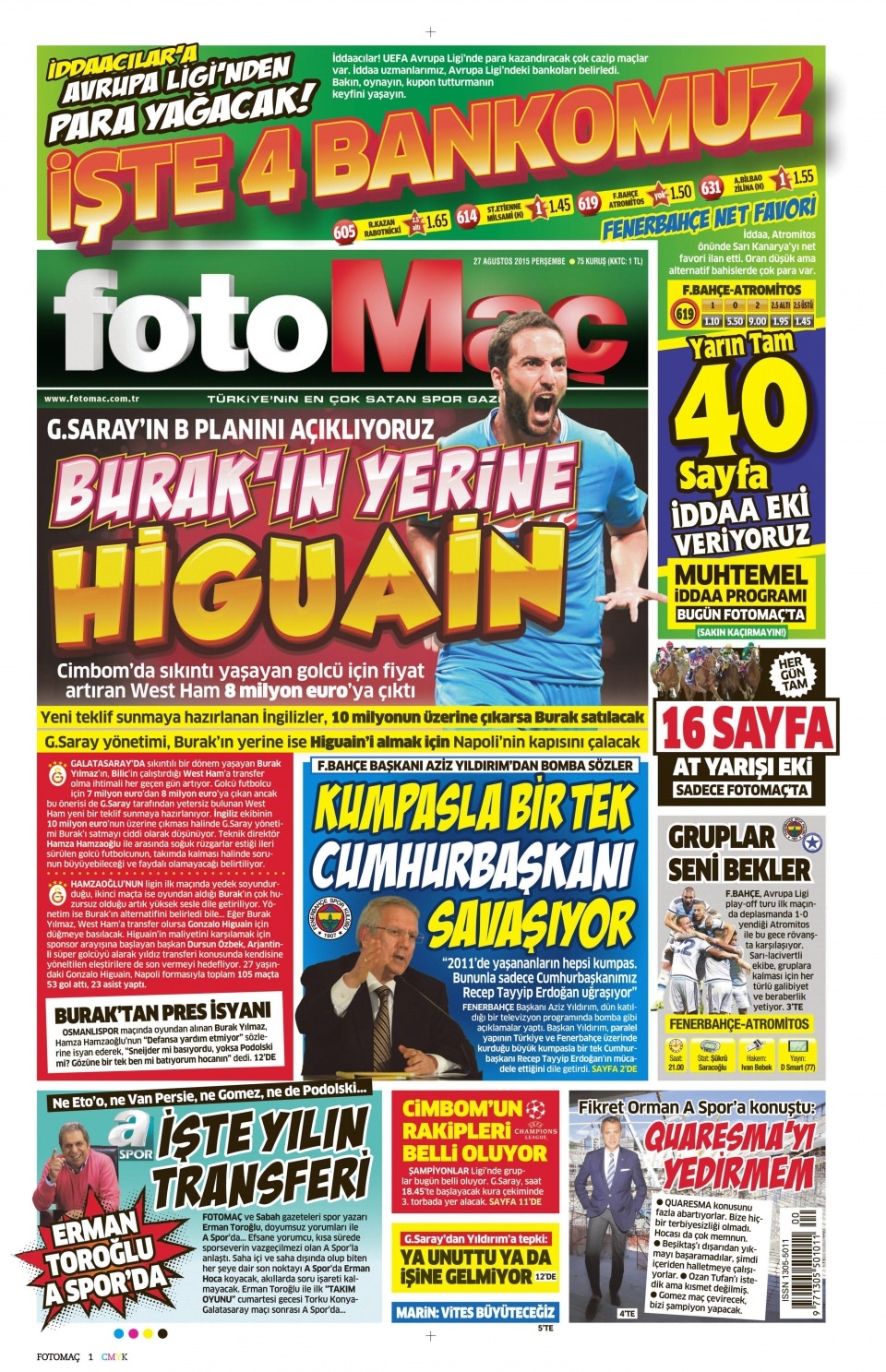 27 Ağustos 2015 gazete manşetleri 6