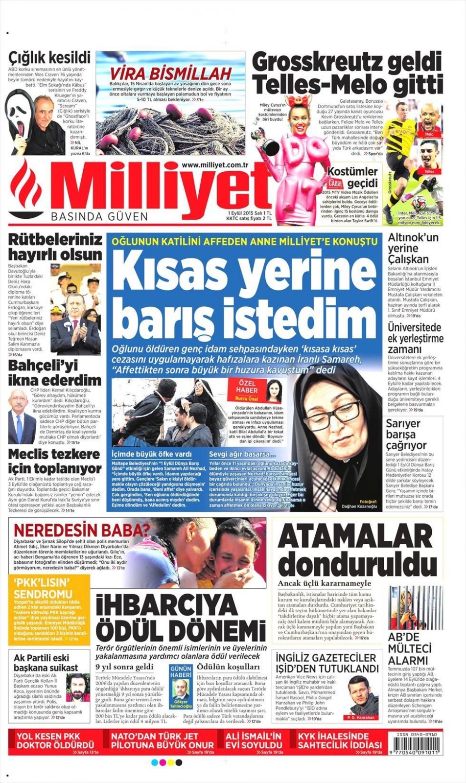1 Eylül 2015 gazete manşetleri 14