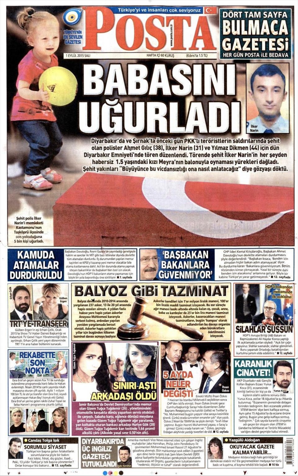 1 Eylül 2015 gazete manşetleri 16