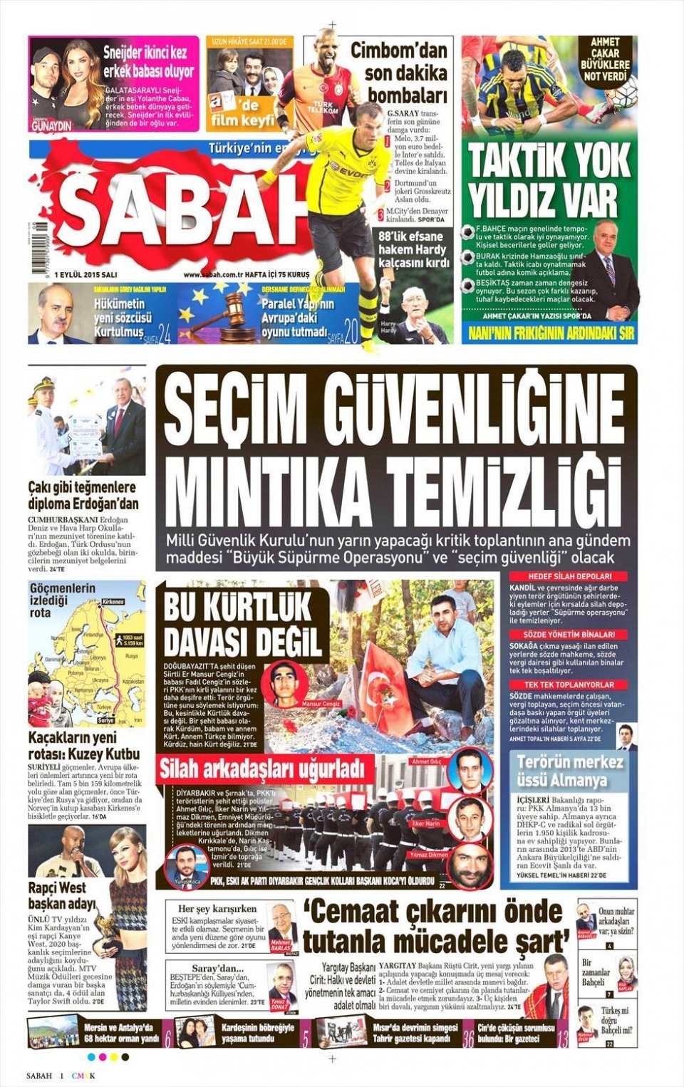 1 Eylül 2015 gazete manşetleri 17