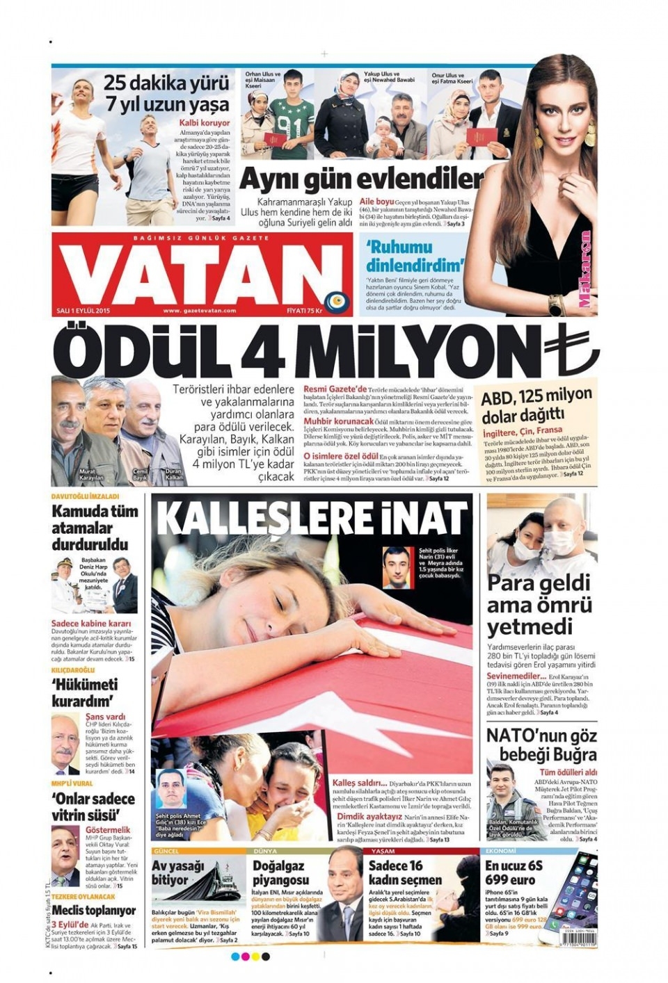 1 Eylül 2015 gazete manşetleri 25
