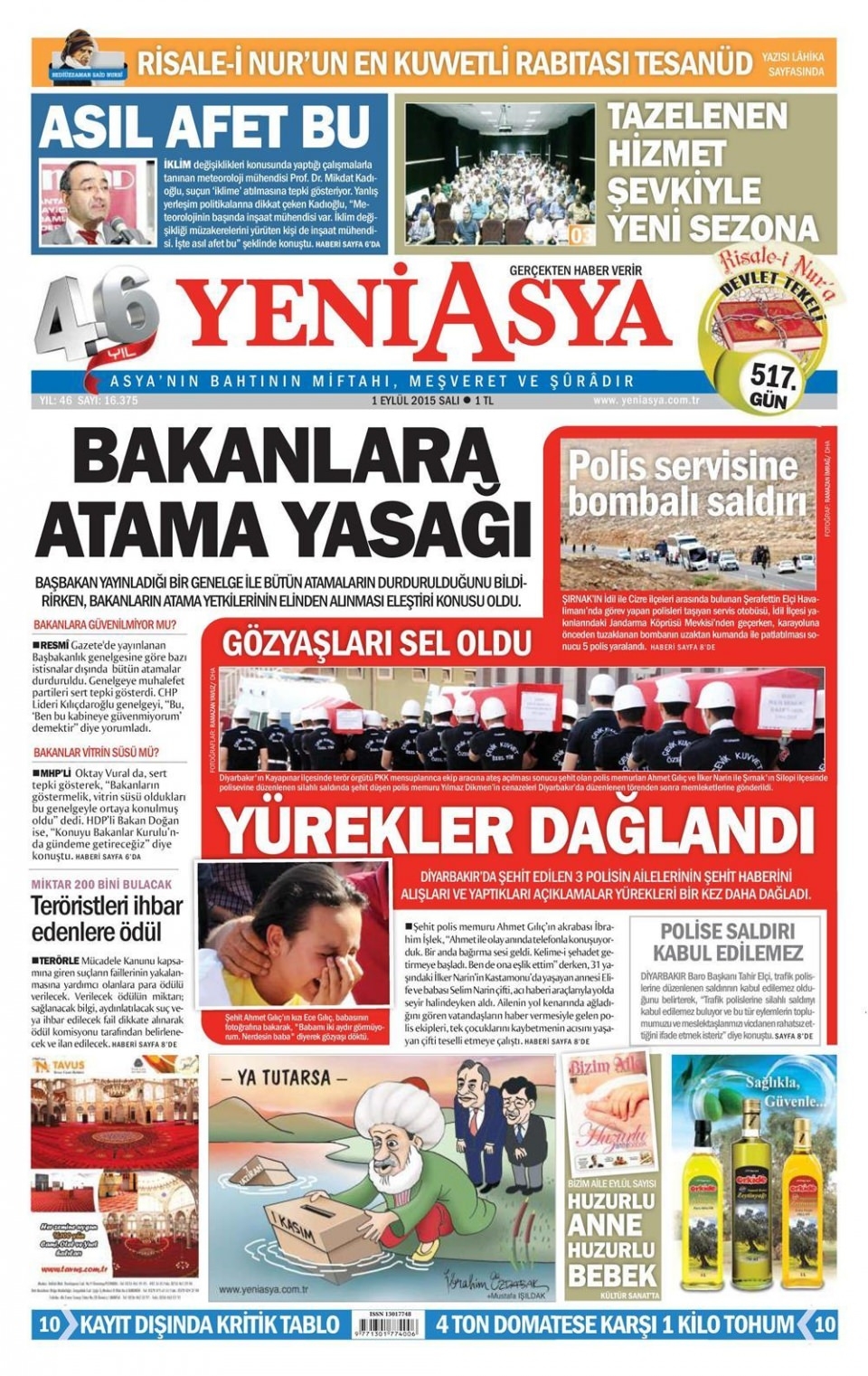 1 Eylül 2015 gazete manşetleri 26