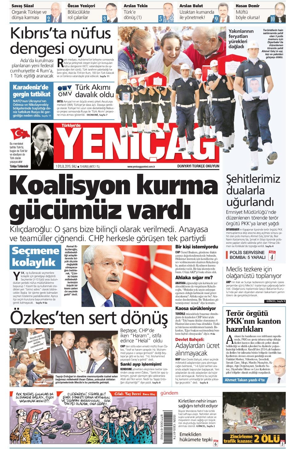 1 Eylül 2015 gazete manşetleri 27