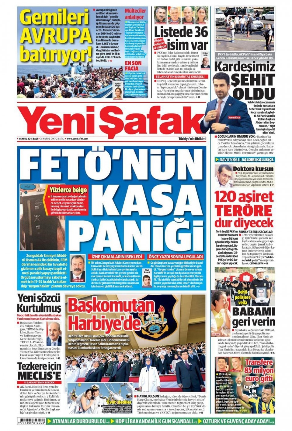 1 Eylül 2015 gazete manşetleri 28