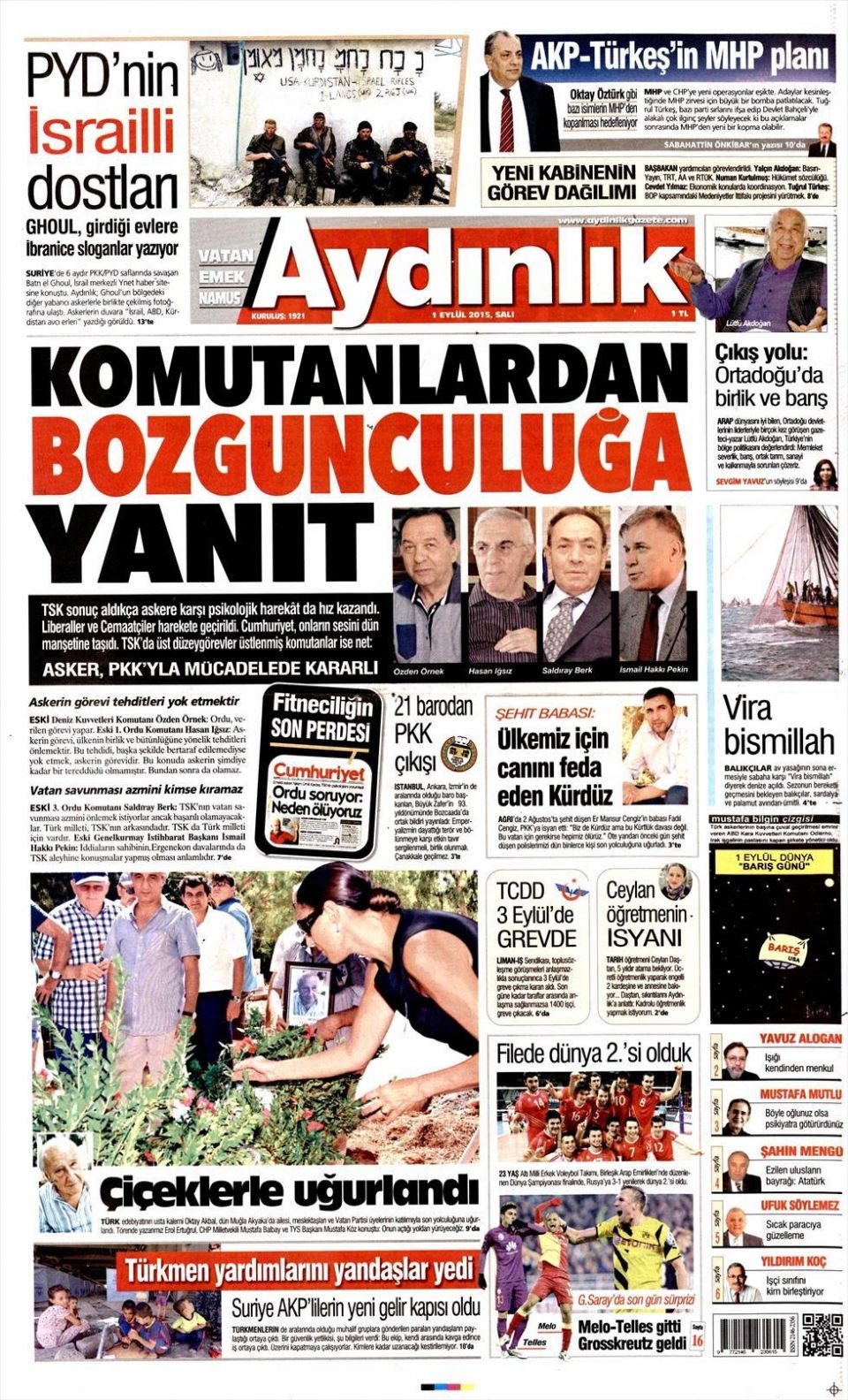1 Eylül 2015 gazete manşetleri 6