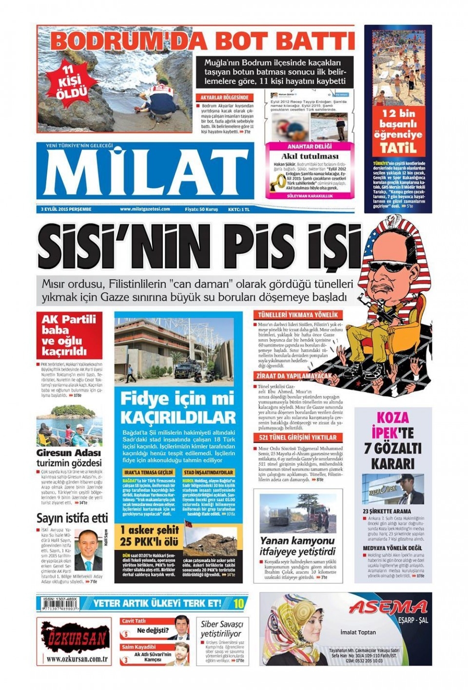 3 Eylül 2015 gazete manşetleri 12