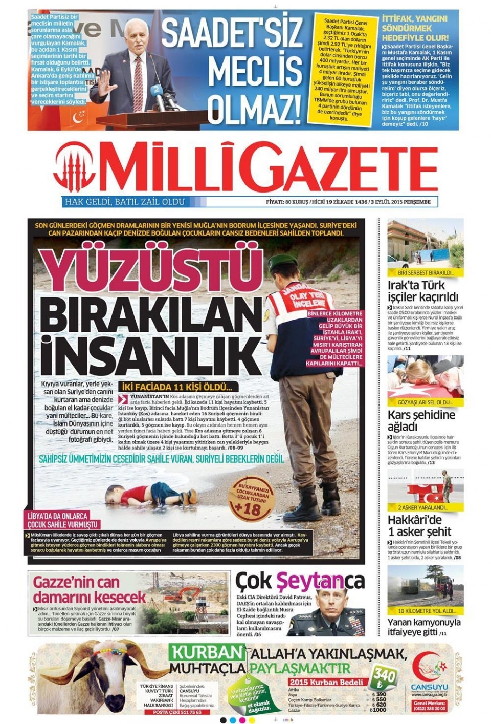 3 Eylül 2015 gazete manşetleri 14