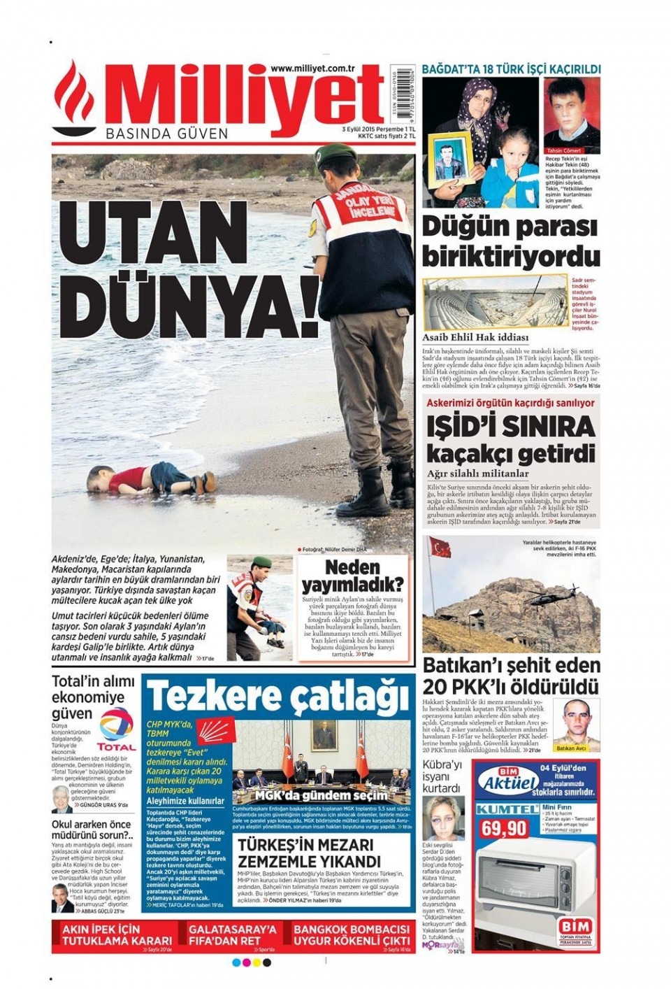 3 Eylül 2015 gazete manşetleri 15