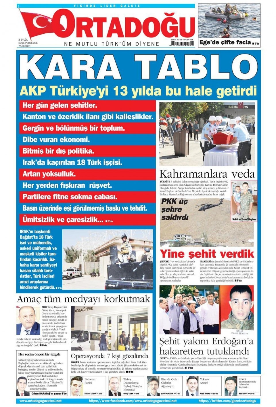 3 Eylül 2015 gazete manşetleri 16