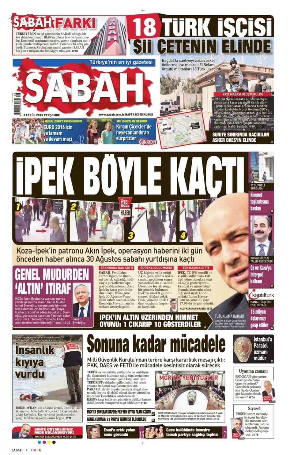 3 Eylül 2015 gazete manşetleri 18