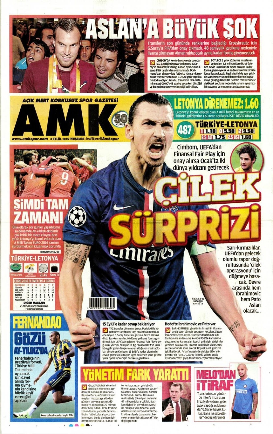3 Eylül 2015 gazete manşetleri 2