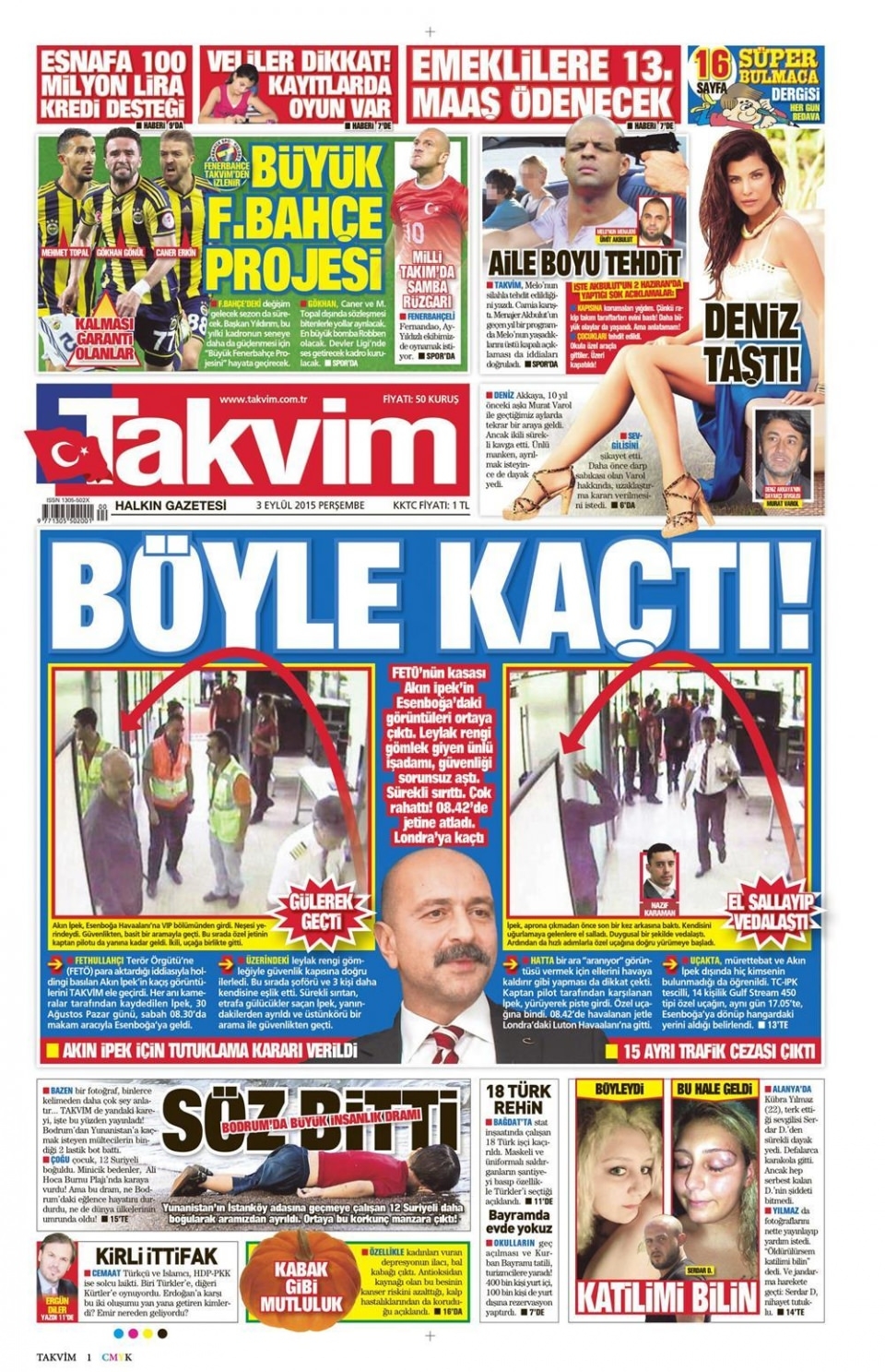 3 Eylül 2015 gazete manşetleri 22