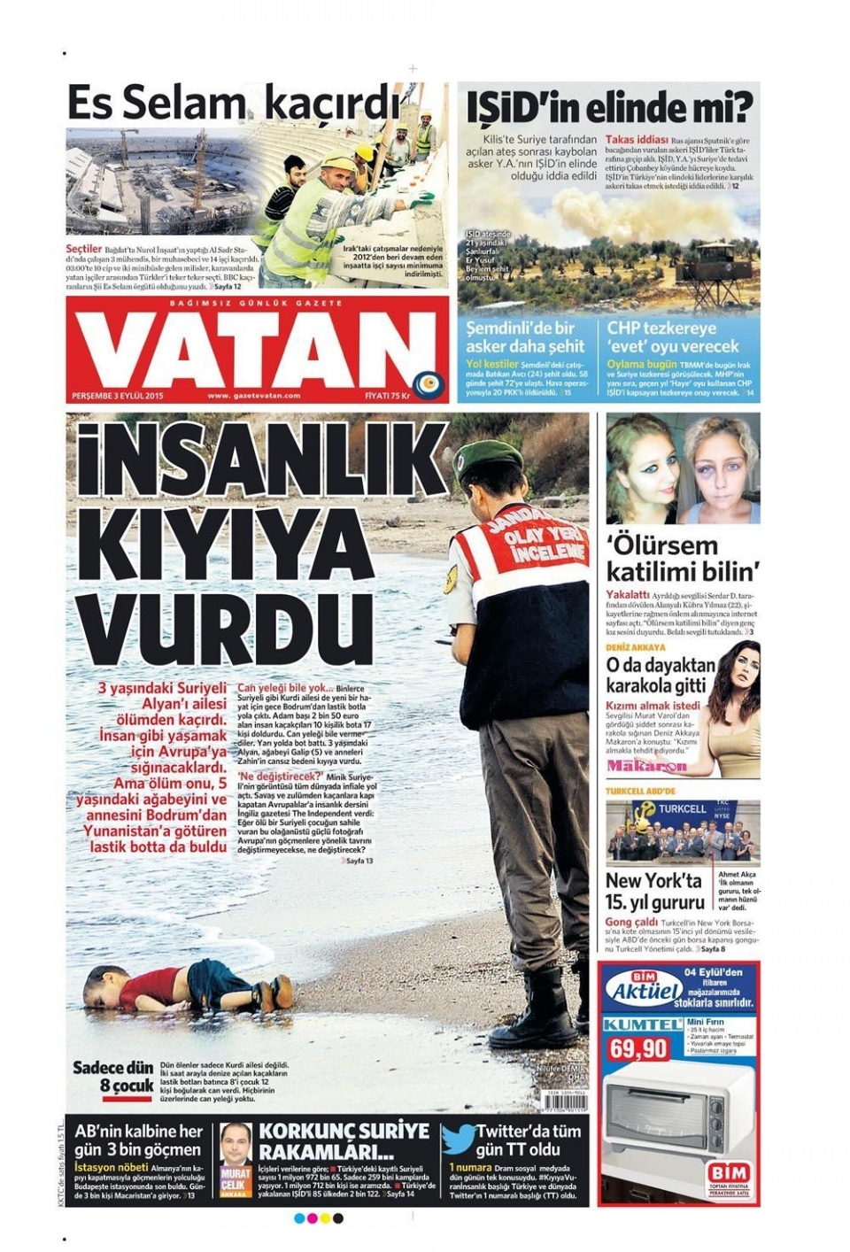 3 Eylül 2015 gazete manşetleri 27