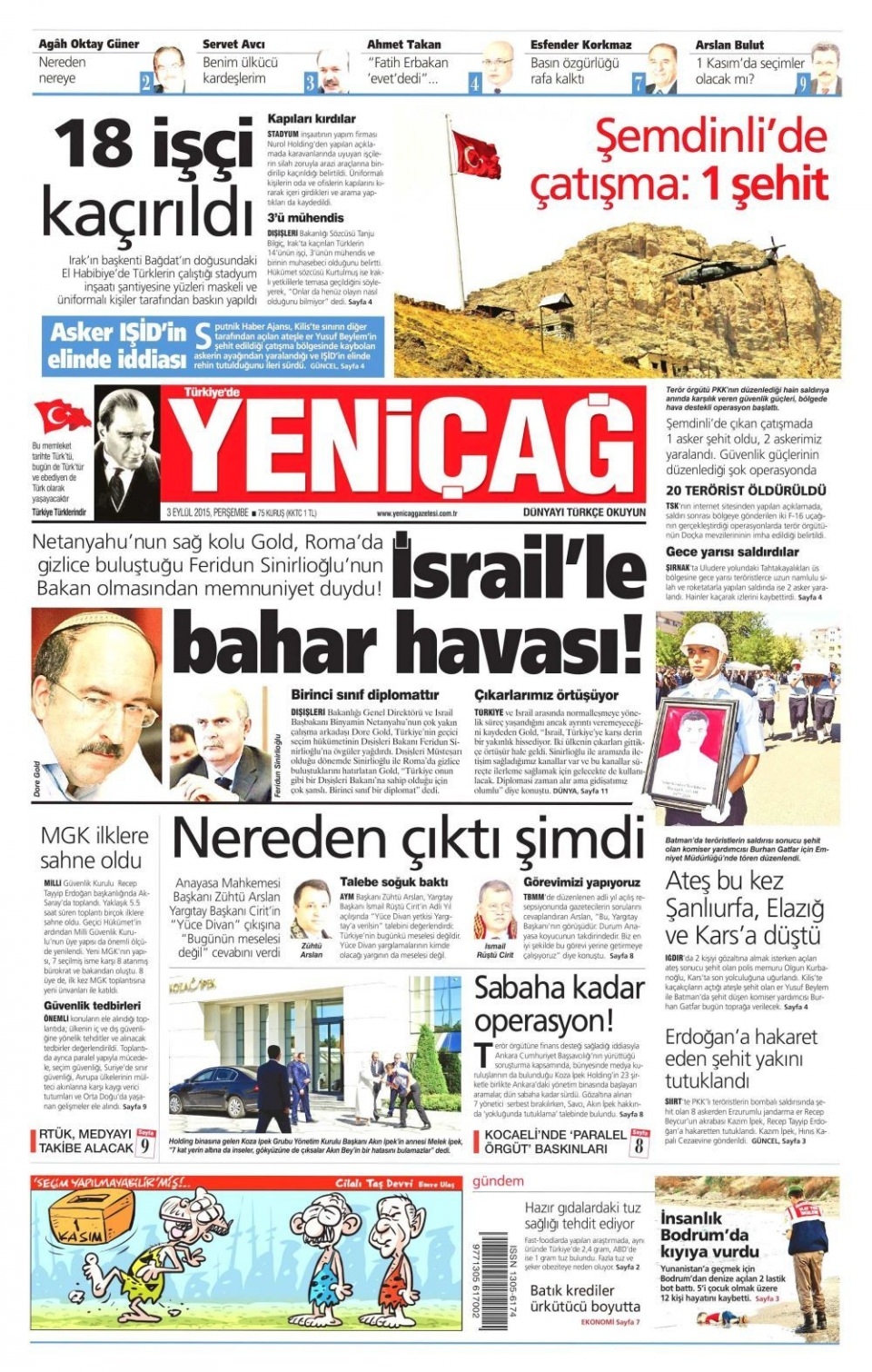 3 Eylül 2015 gazete manşetleri 29