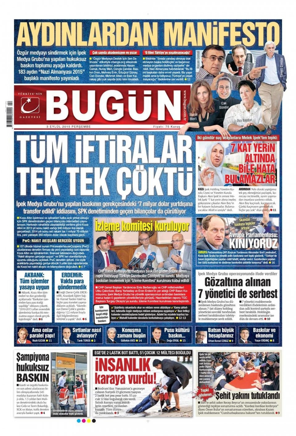 3 Eylül 2015 gazete manşetleri 4