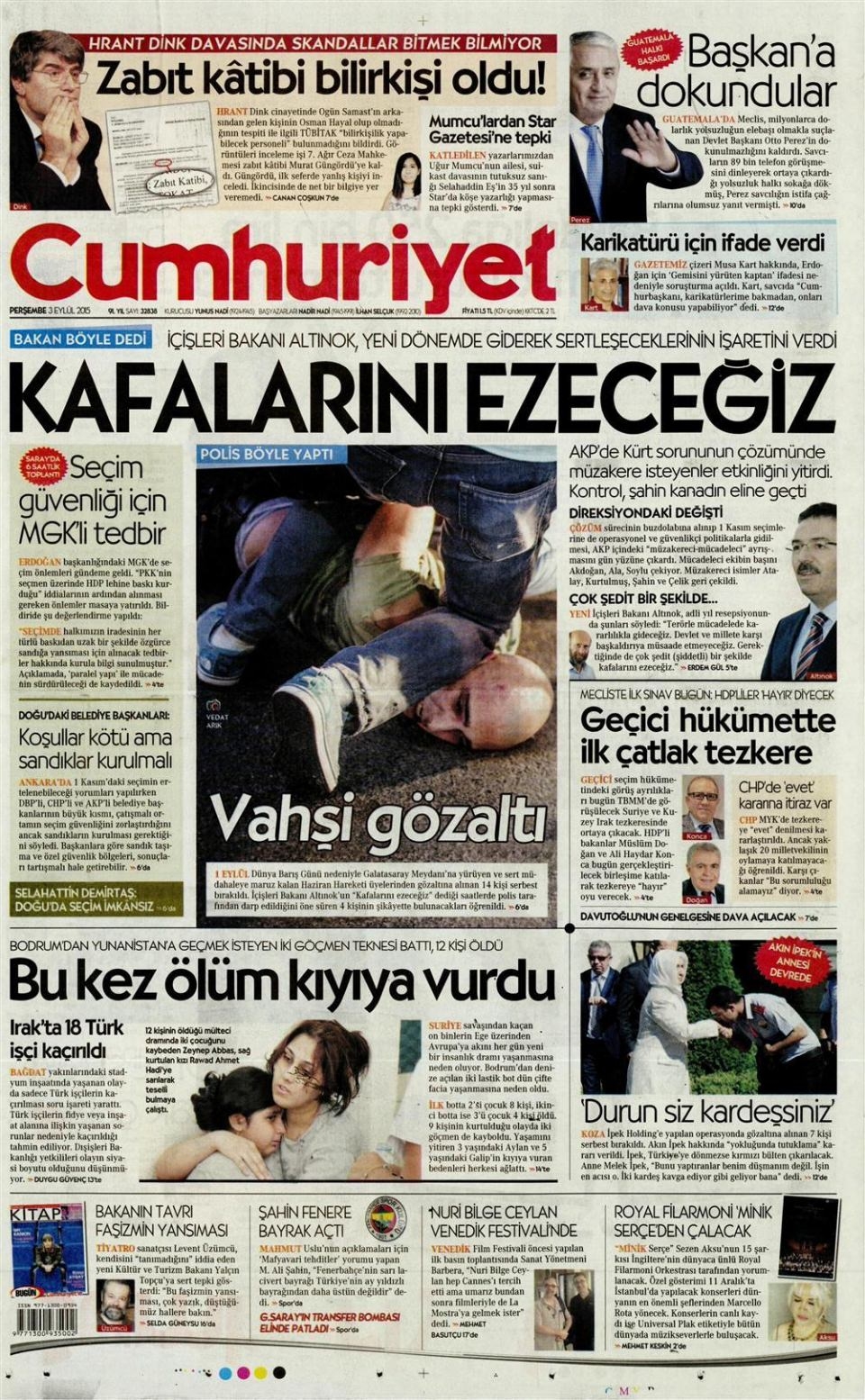 3 Eylül 2015 gazete manşetleri 5
