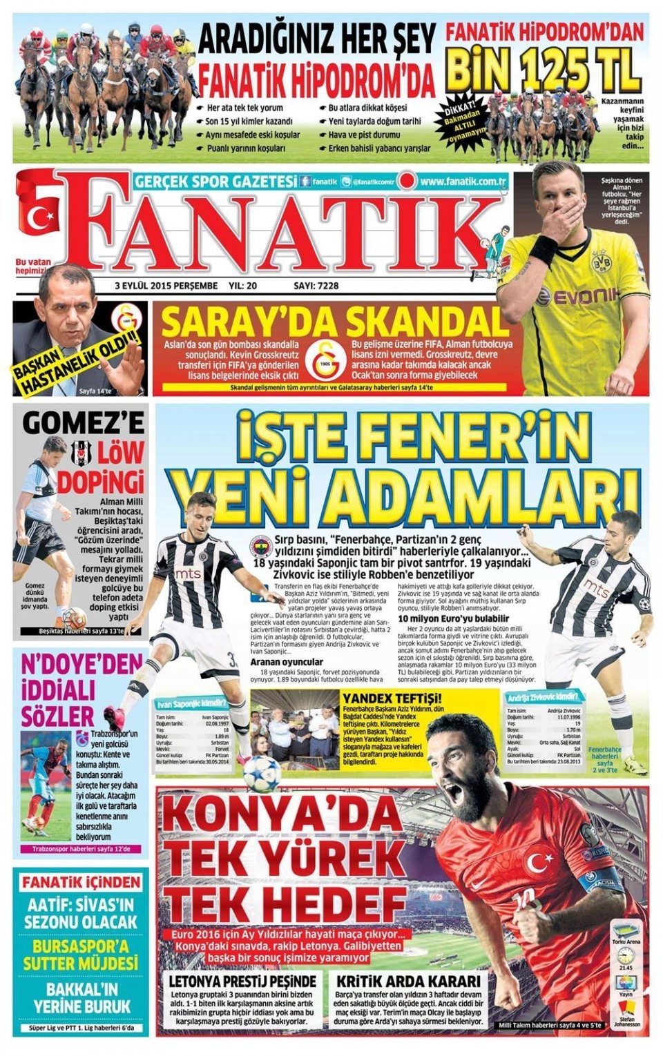 3 Eylül 2015 gazete manşetleri 7