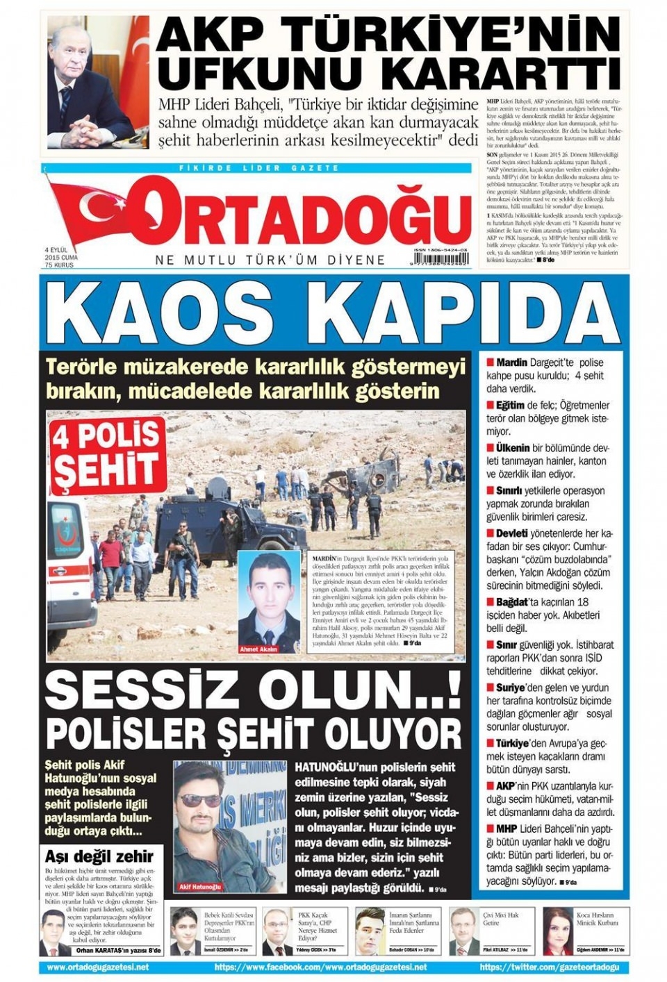 4 Eylül 2015 gazete manşetleri 13