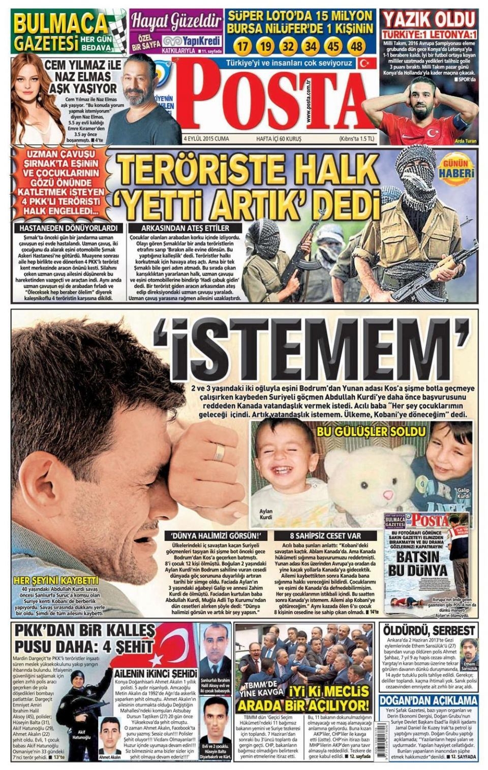 4 Eylül 2015 gazete manşetleri 14