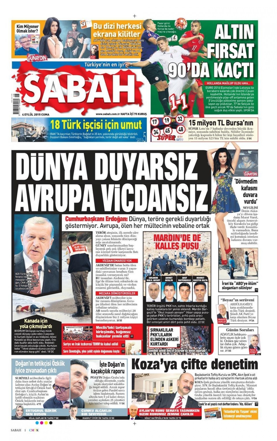 4 Eylül 2015 gazete manşetleri 15