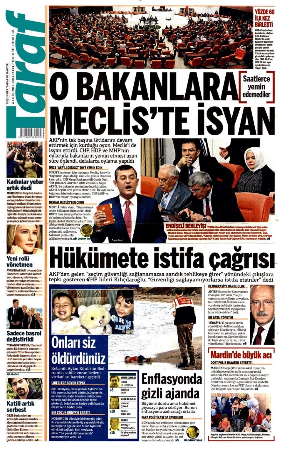 4 Eylül 2015 gazete manşetleri 20