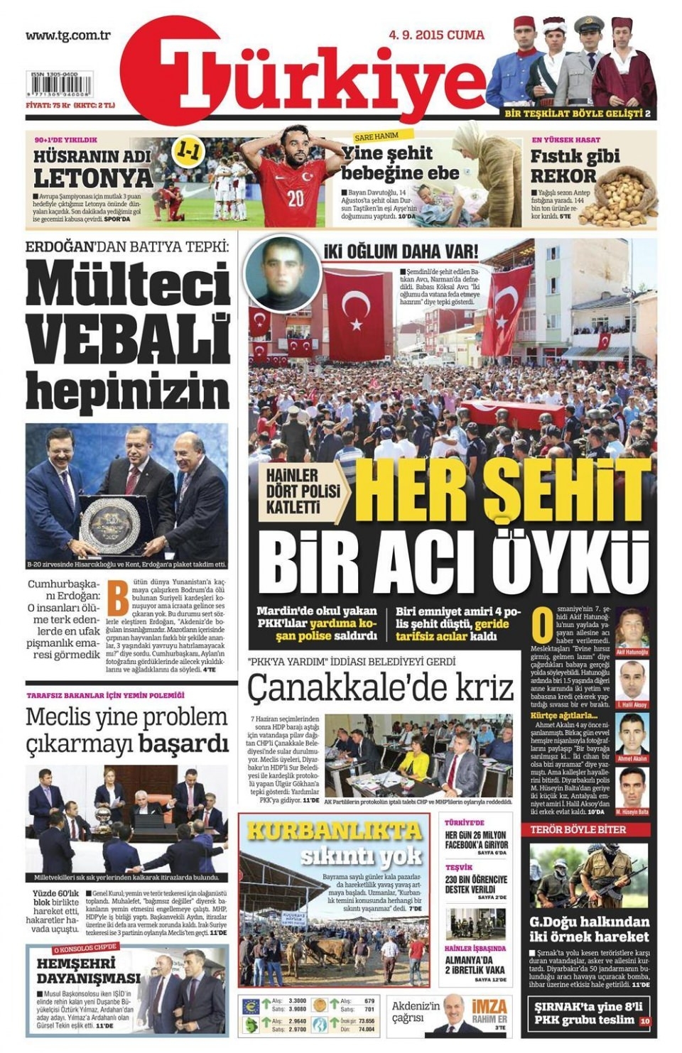 4 Eylül 2015 gazete manşetleri 21