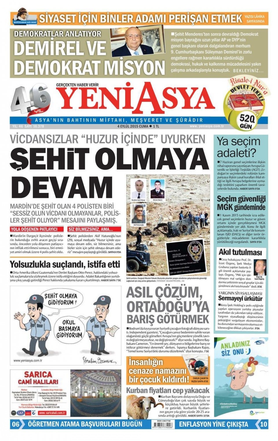 4 Eylül 2015 gazete manşetleri 25