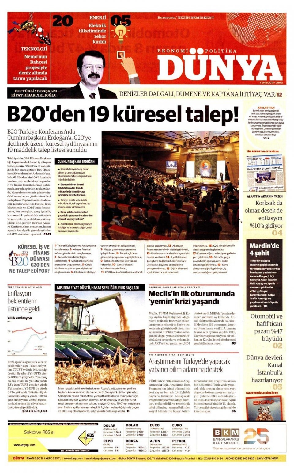 4 Eylül 2015 gazete manşetleri 29