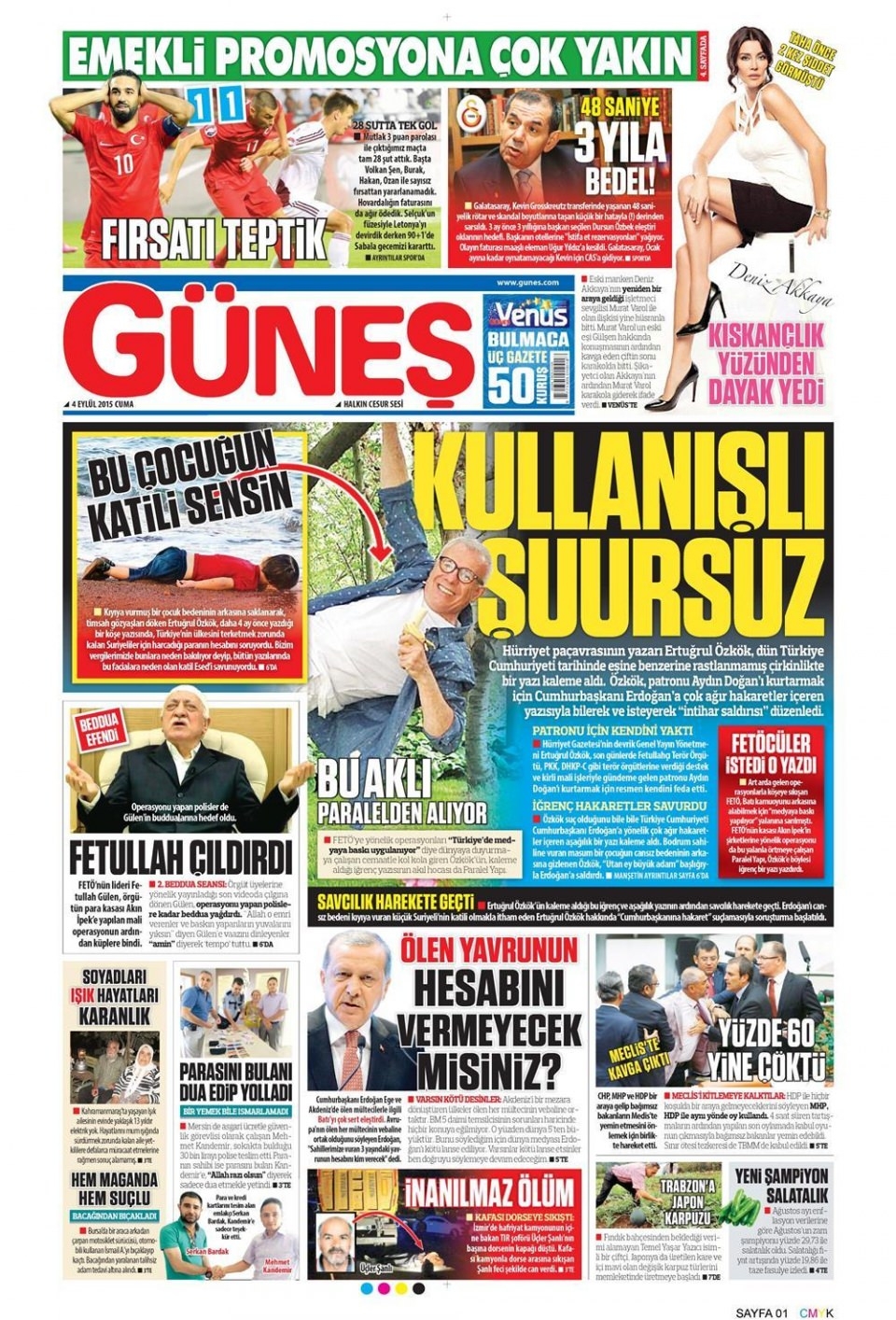 4 Eylül 2015 gazete manşetleri 6