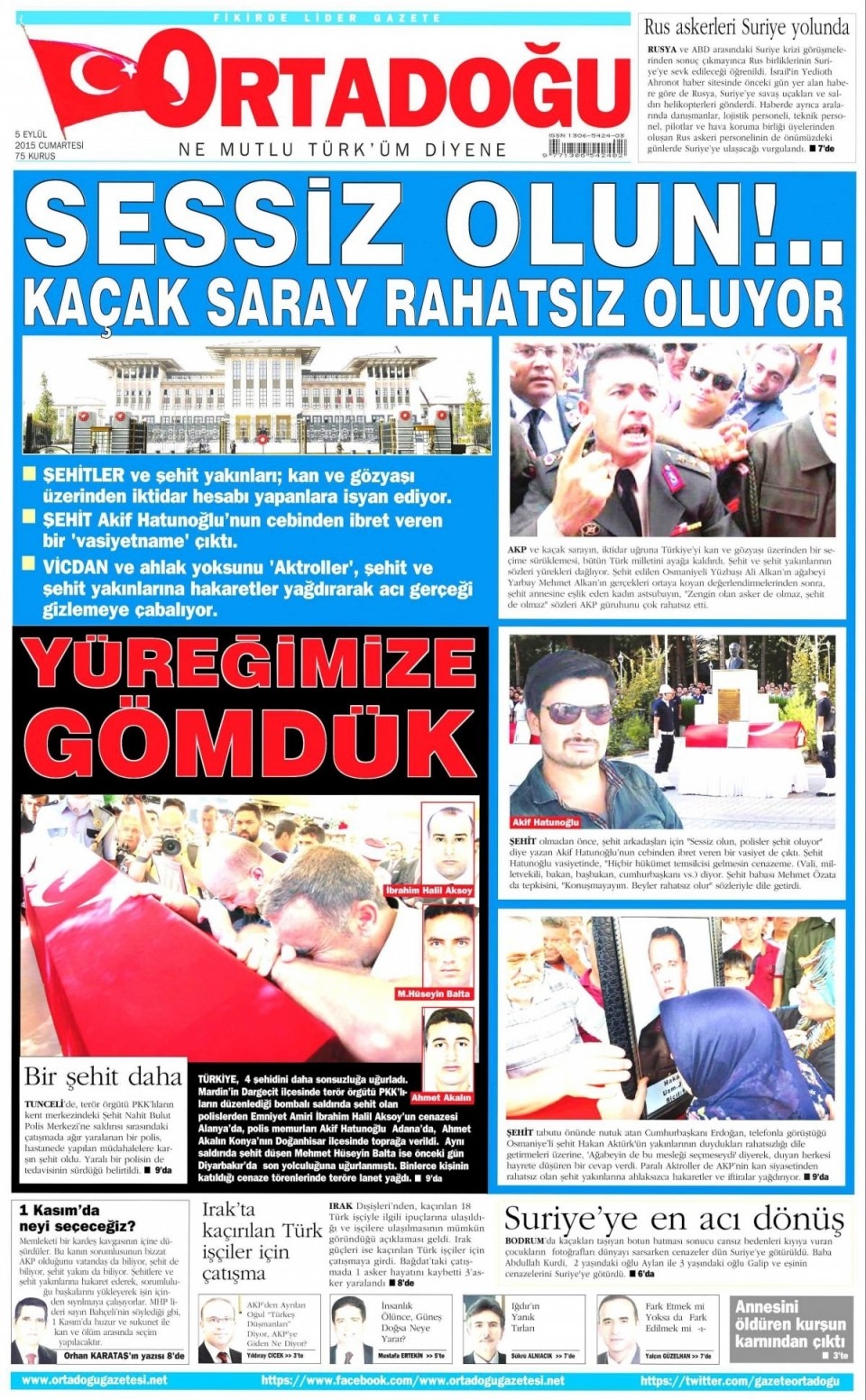 5 Eylül 2015 Cumartesi gününün gazete manşetleri 19