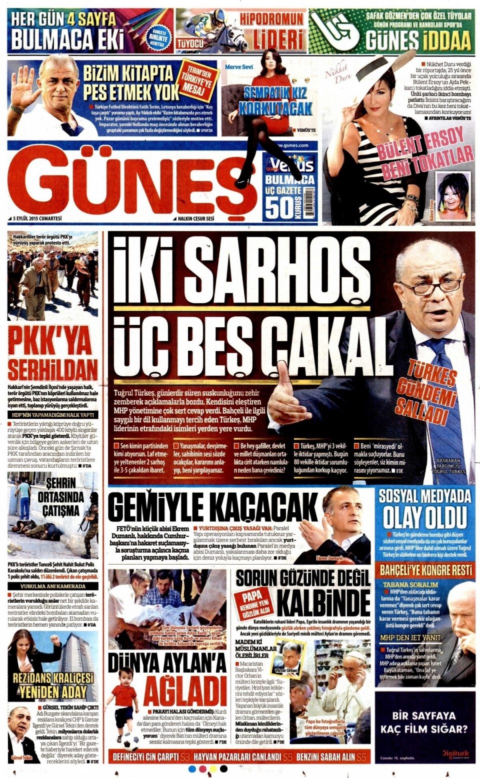 5 Eylül 2015 Cumartesi gününün gazete manşetleri 20