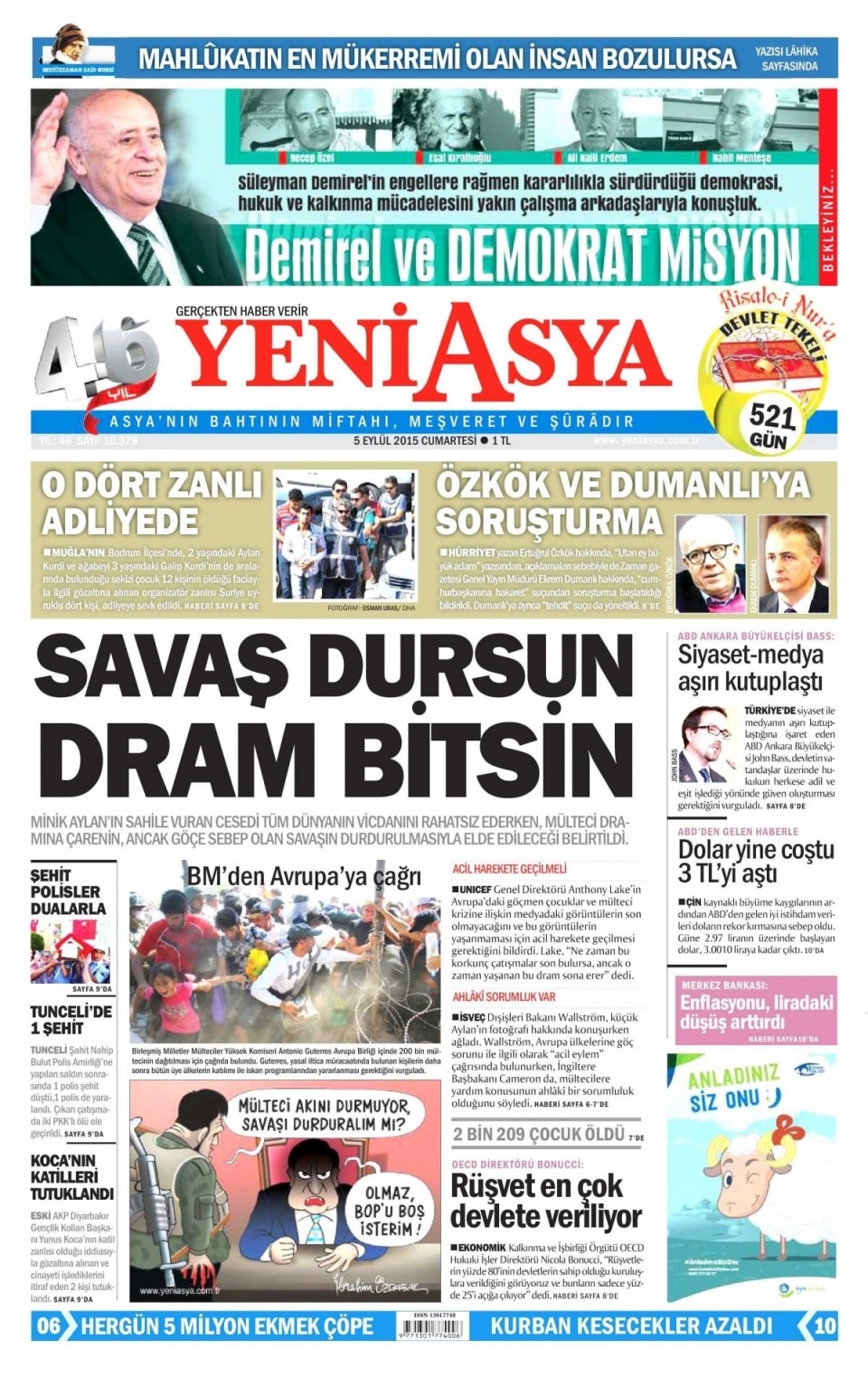 5 Eylül 2015 Cumartesi gününün gazete manşetleri 23